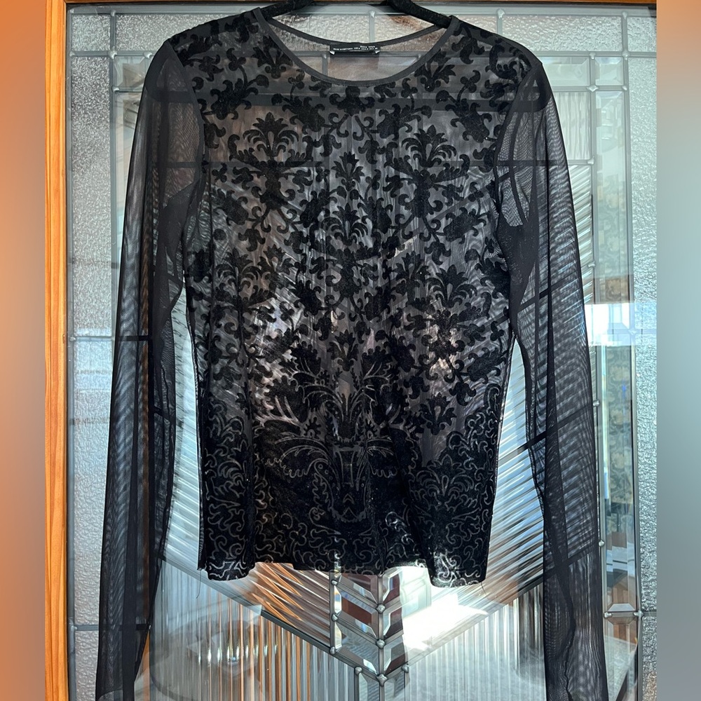 Black sheer Zara long sleeve shirt